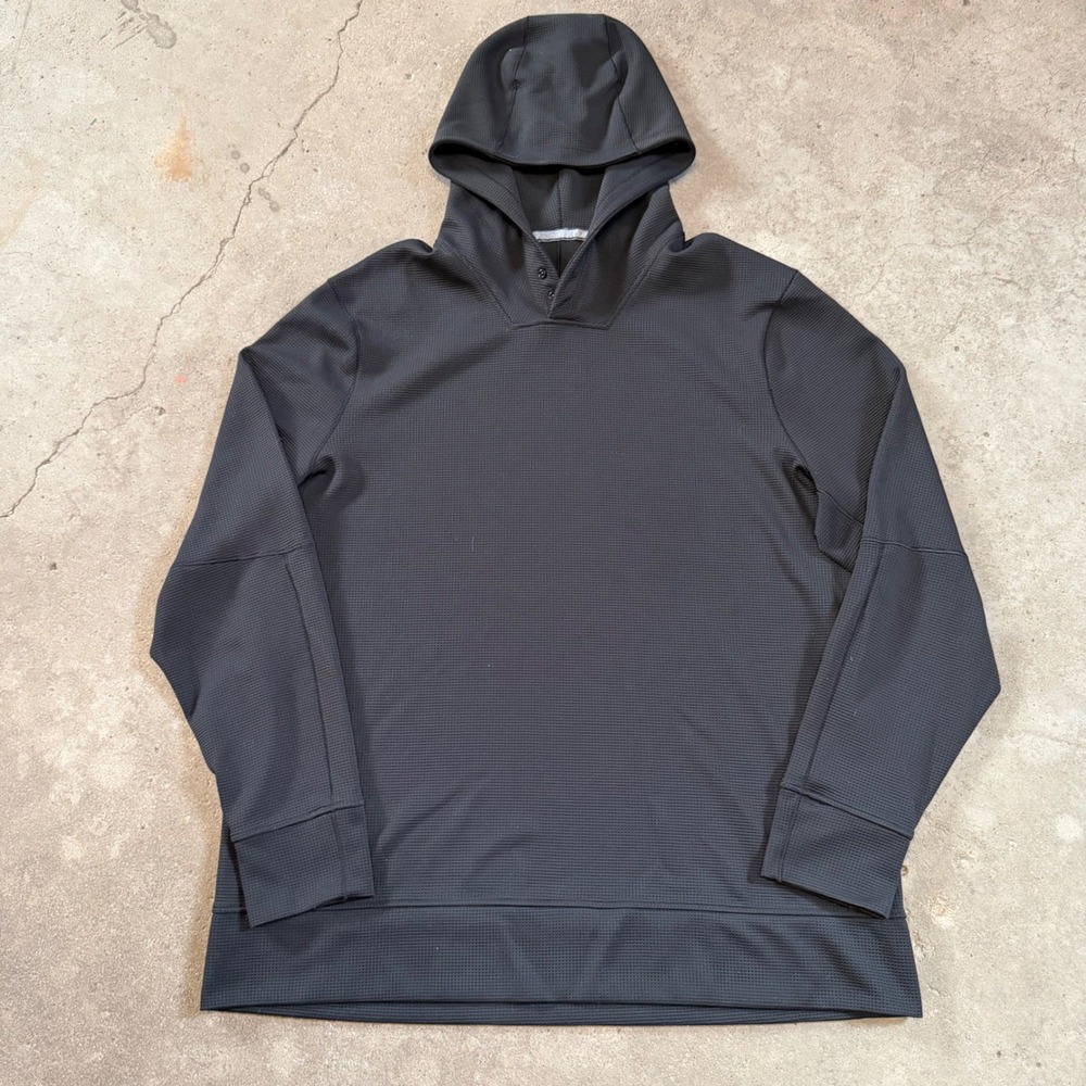 Lululemon Hoodie Mens L Black Waffle Knit Snap Henley Pullover Sweatshirt